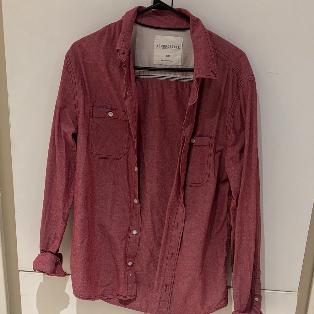 Aeropostale Burgundy Casual Shirt
